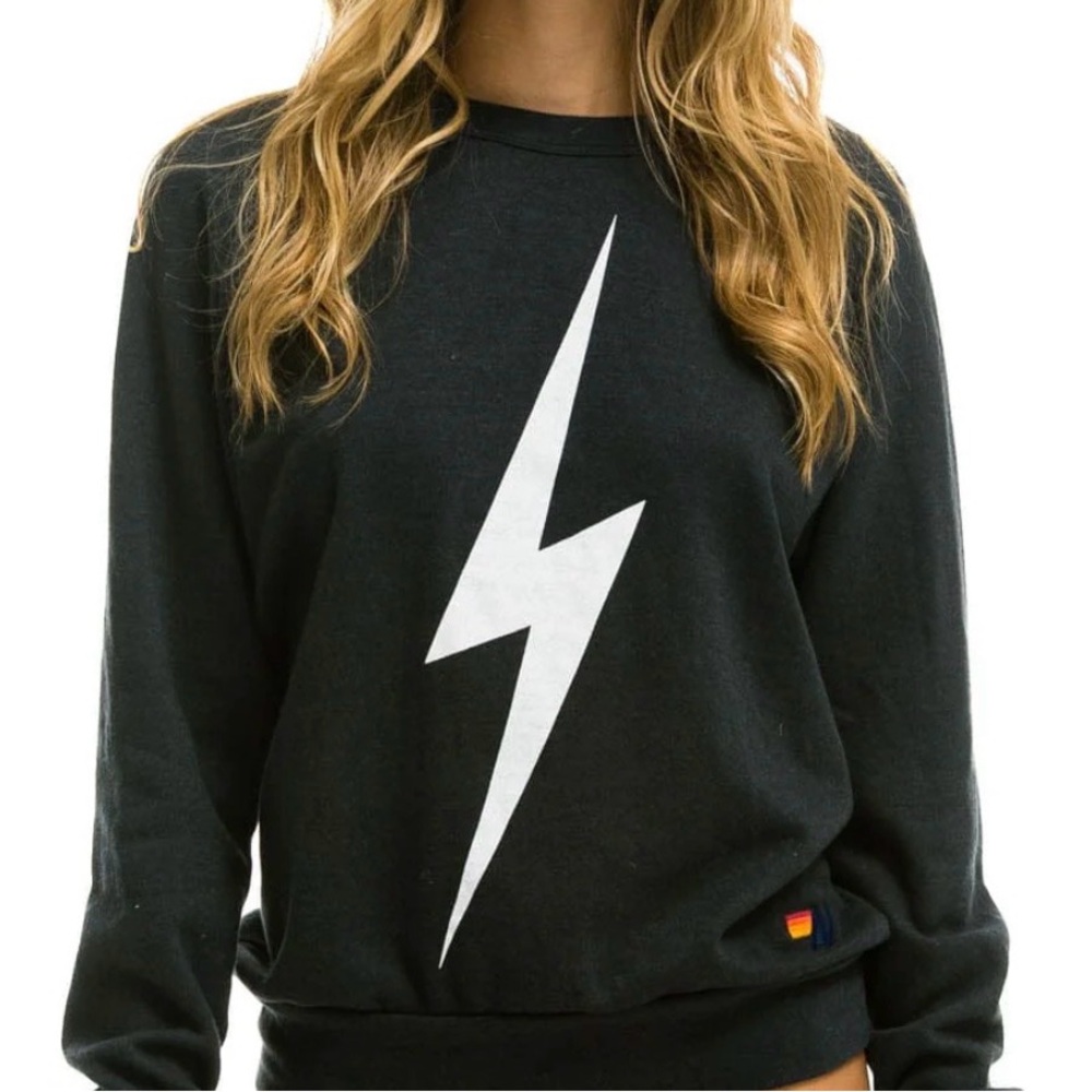 Aviator Nation Charcoal Lightning Bolt Sweater